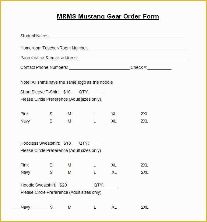 Free order form Template Word Of T Shirt order form Template 26 Free Word Pdf format