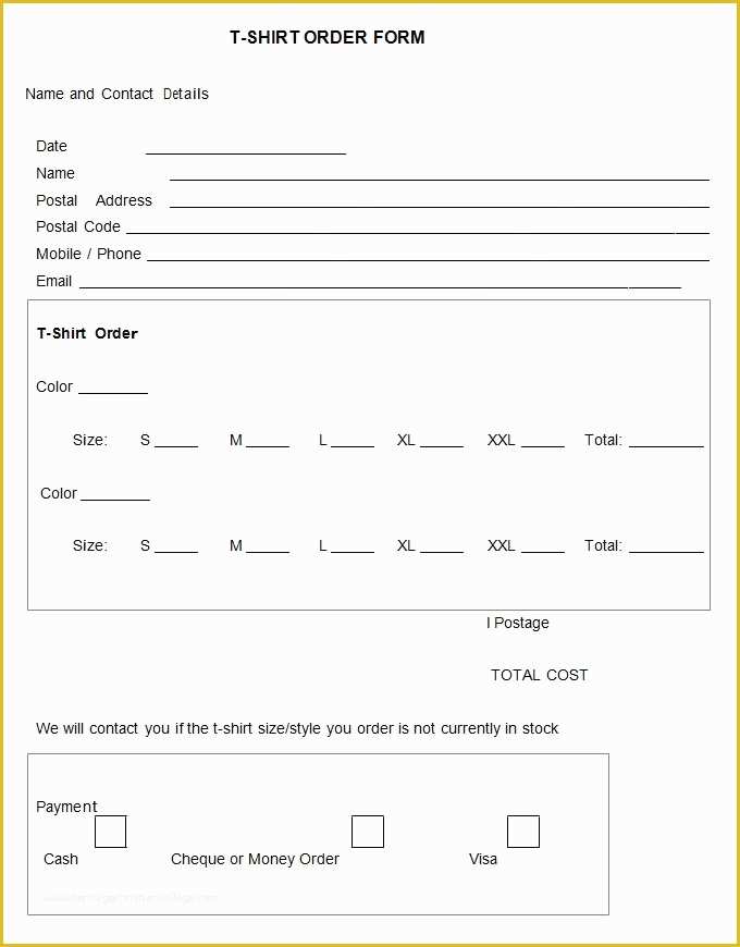 Free order form Template Word Of T Shirt order form Template