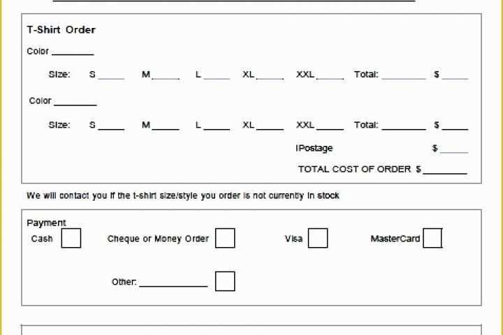 Free order form Template Word Of T Shirt order form Template