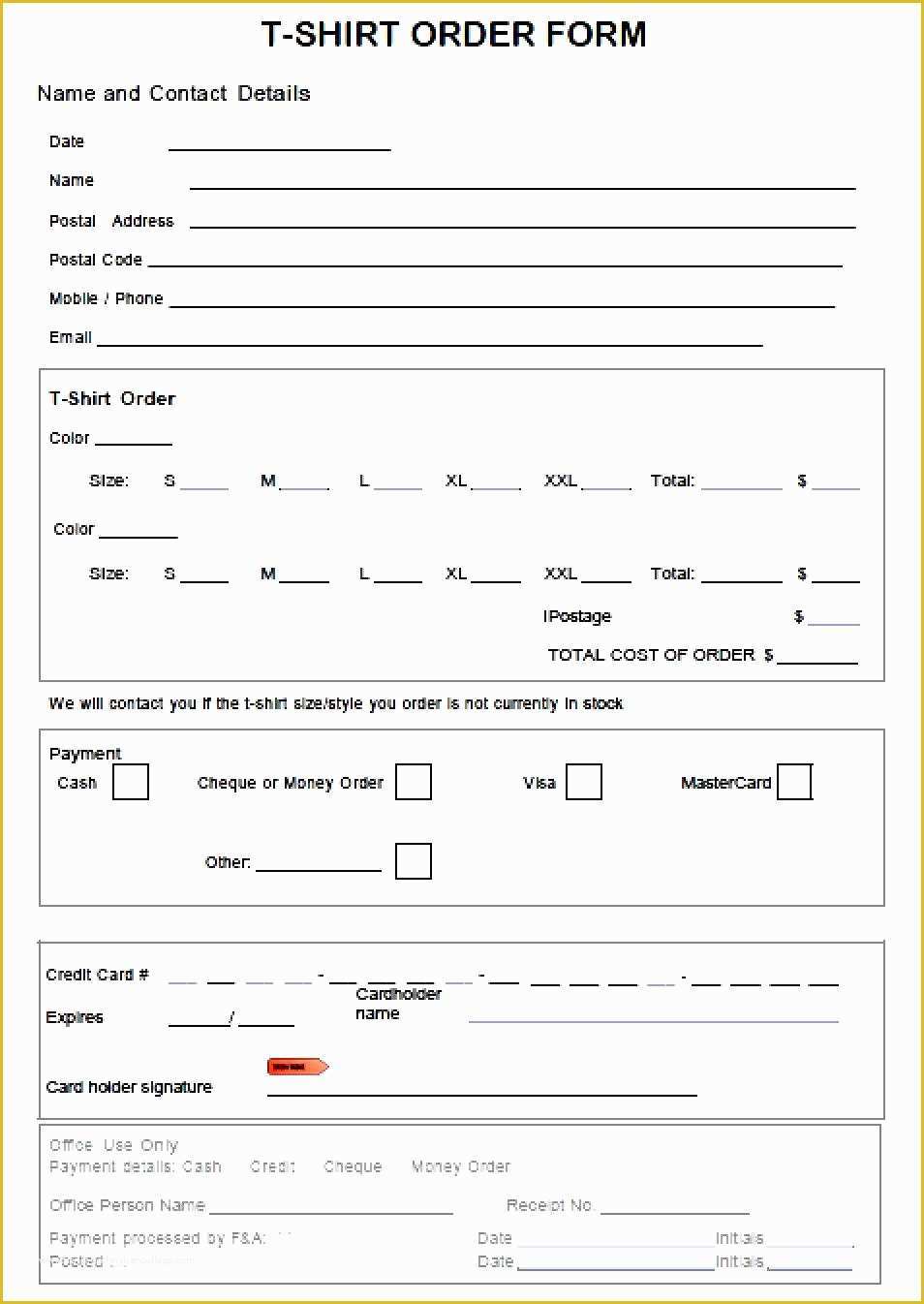 Free order form Template Word Of T Shirt order form Template