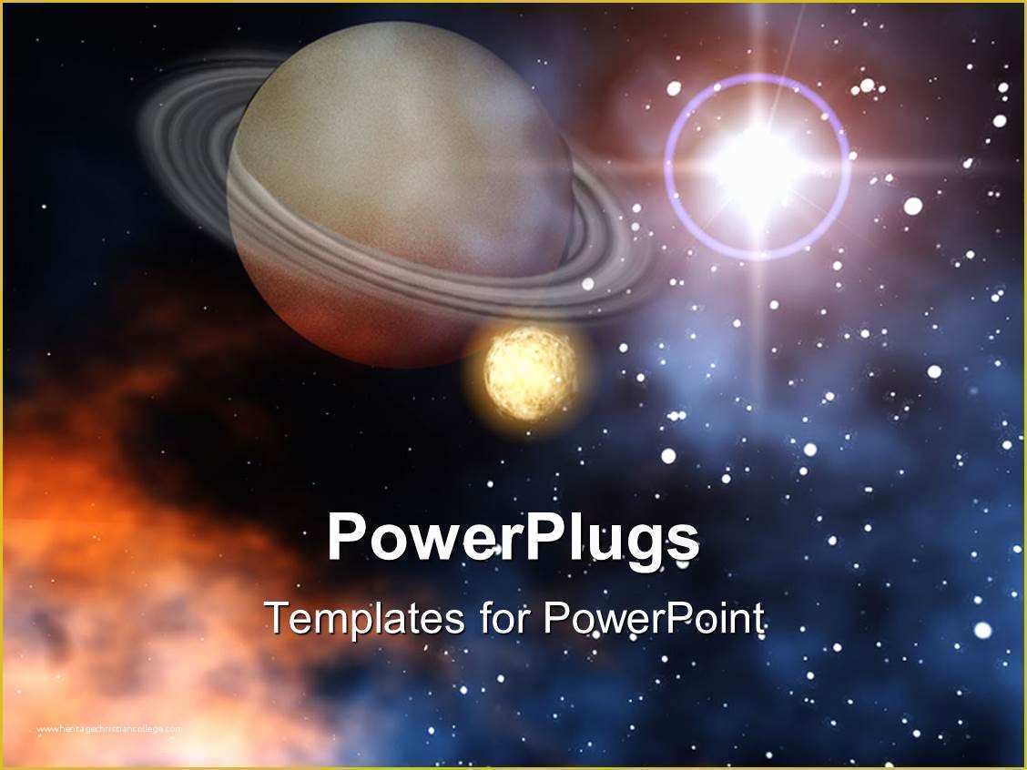 Free Outer Space Powerpoint Template Of Powerpoint Template Ringed Planet Saturn with Moon Stars