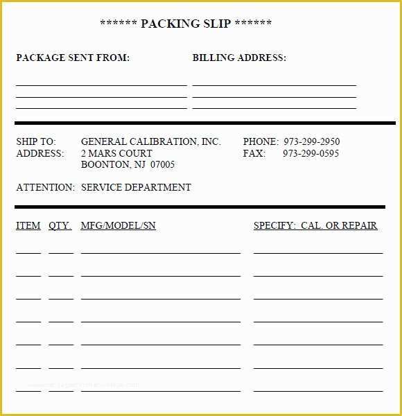 Free Packing Slip Template Pdf Of 9 Packing List Templates – Free Samples Examples