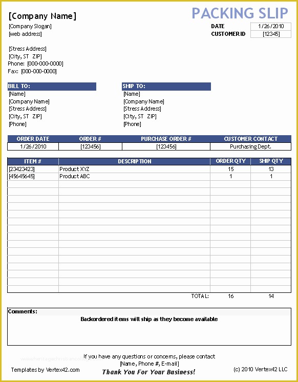 Free Packing Slip Template Pdf Of Free Packing Slip Template for Excel and Google Sheets