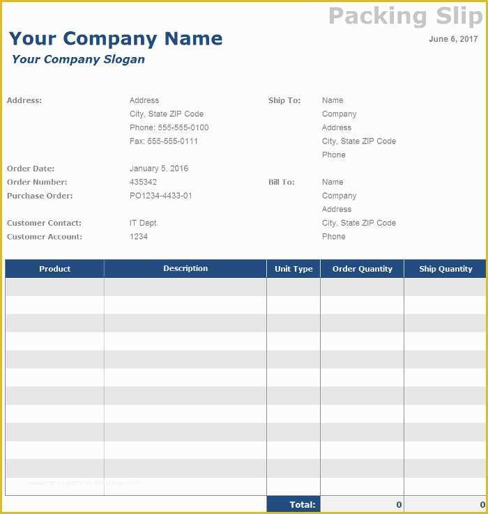 Free Packing Slip Template Pdf Of Free Packing Slip Templates