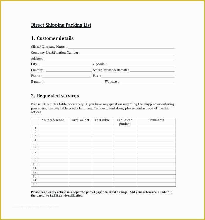 Free Packing Slip Template Pdf Of International Shipping Packing List Template Shipping