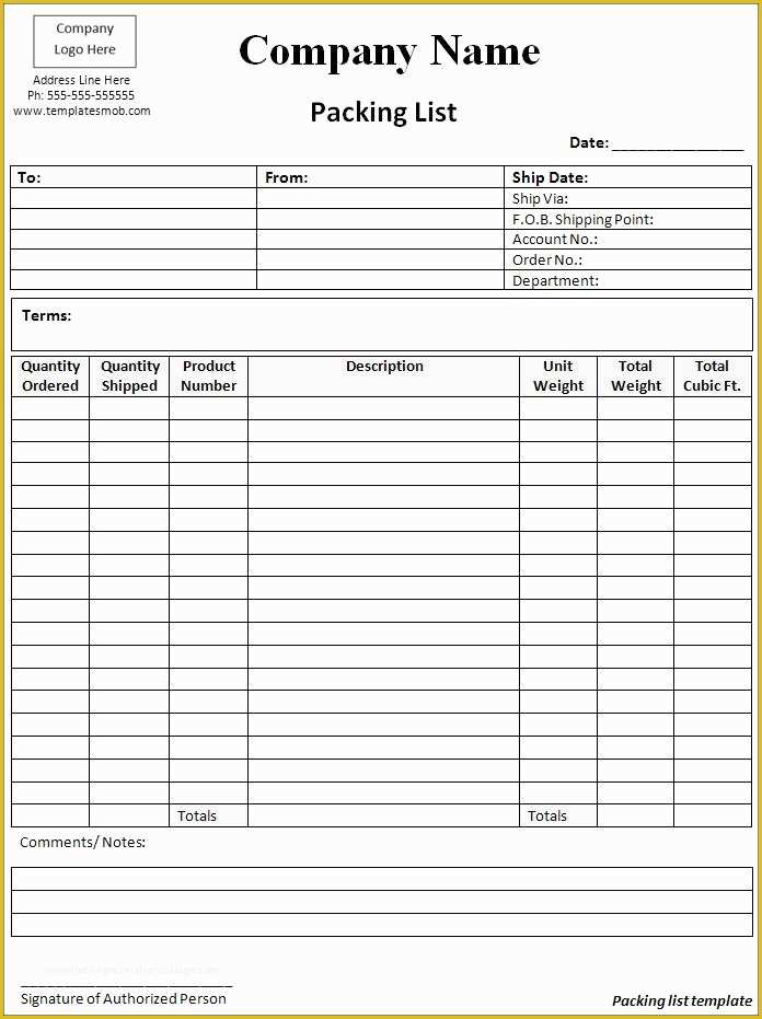 Free Packing Slip Template Pdf Of Packing List Template