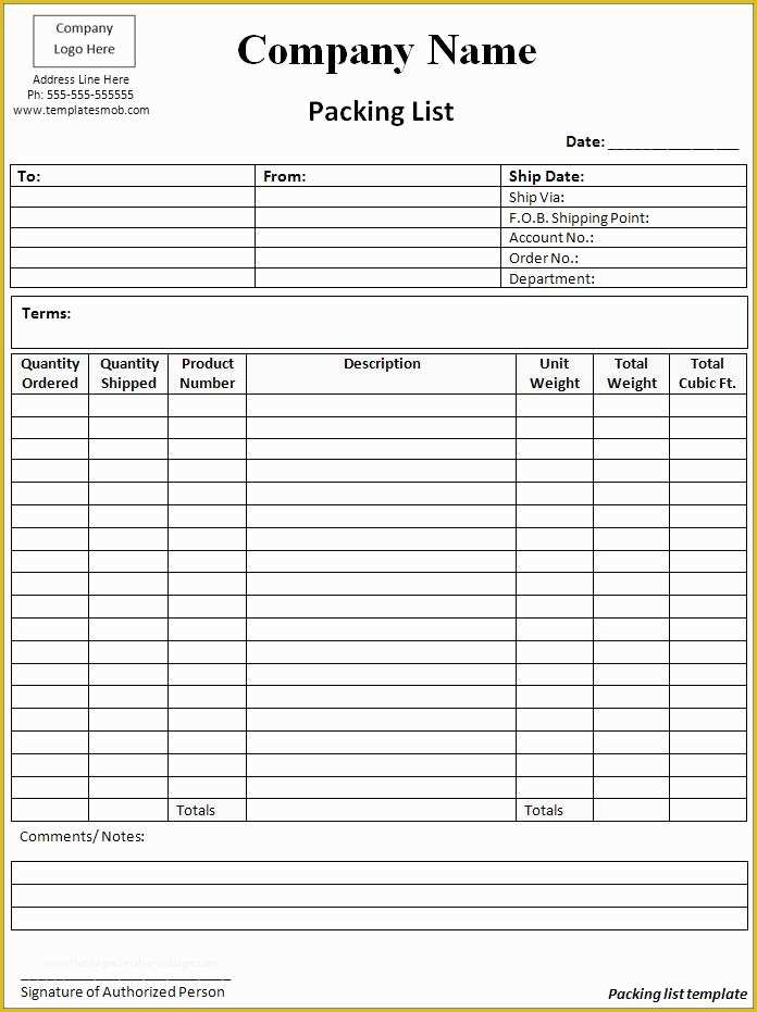 Free Packing Slip Template Pdf Of Packing List Template