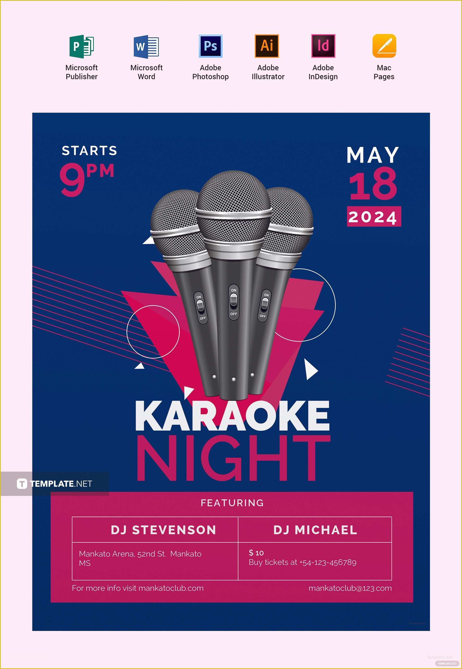 Free Pages Flyer Templates Of Free Karaoke Flyer Template In Microsoft Word Publisher