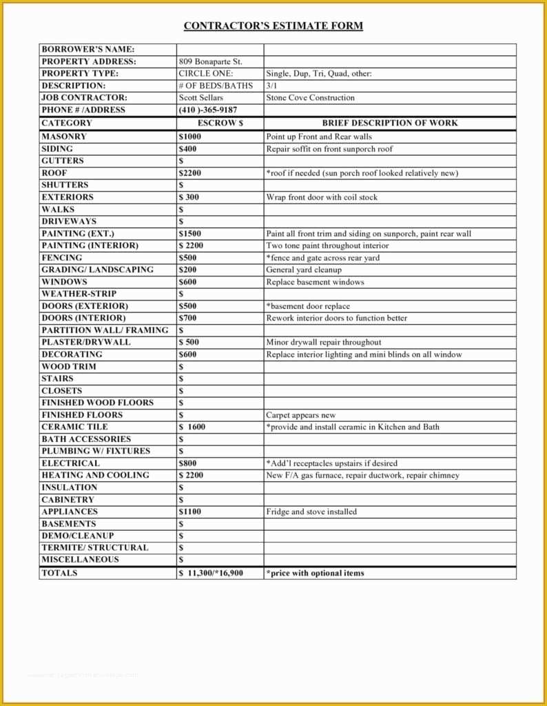 Free Painting Estimate Template Of Free Painting Estimate Template and Printable Landscape