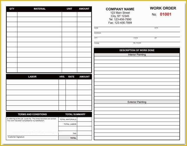 Free Painting Estimate Template Of Painting Contractor Work order form