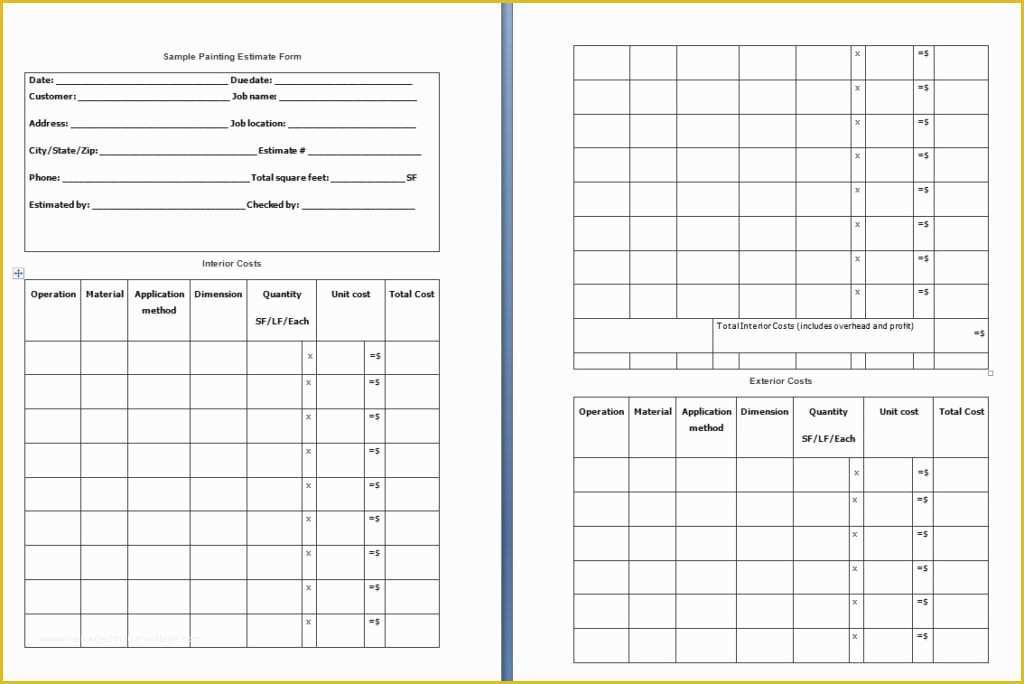 Free Painting Estimate Template Of Painting Estimate form Template Free formats Excel Word