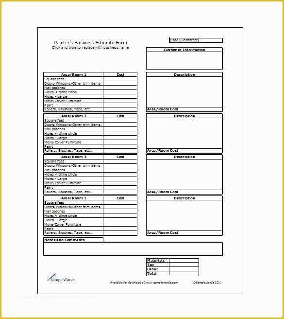 Free Painting Estimate Template Of Painting Estimate Template 4 Free Word Pdf Documents