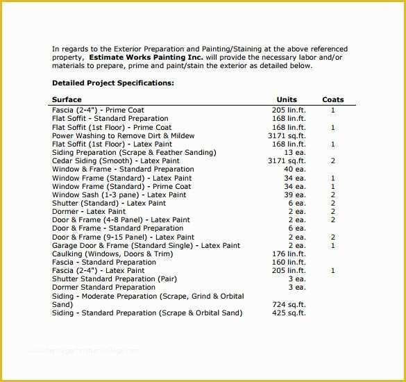 Free Painting Estimate Template Of Painting Estimate Templates 8 Download Free Documents