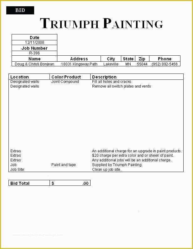  Free Painting Proposal Template Download Of Bid Templates Lawn Bid 