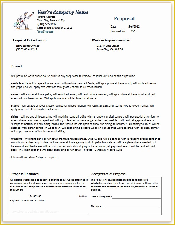 Free Painting Proposal Template Download Of Paint Bid Template 11 Signs You Re In Love with Paint Bid