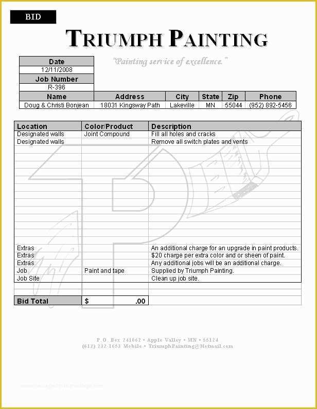 Free Painting Proposal Template Download Of Painting Contractor Invoice Templates