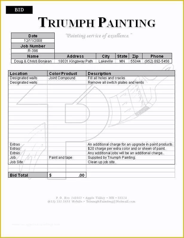 Free Painting Proposal Template Download Of Painting Contractor Invoice