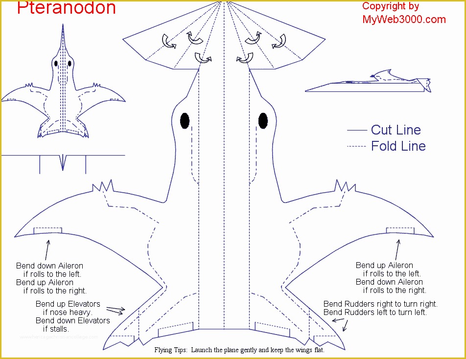 Free Paper Airplane Templates Of Printable Pteranodon Paper Airplane