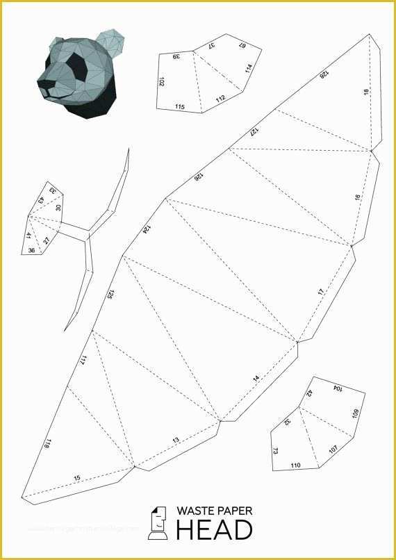 Free Papercraft Templates Pdf Of 01 Papercraft Panda Head Printable Digital Template