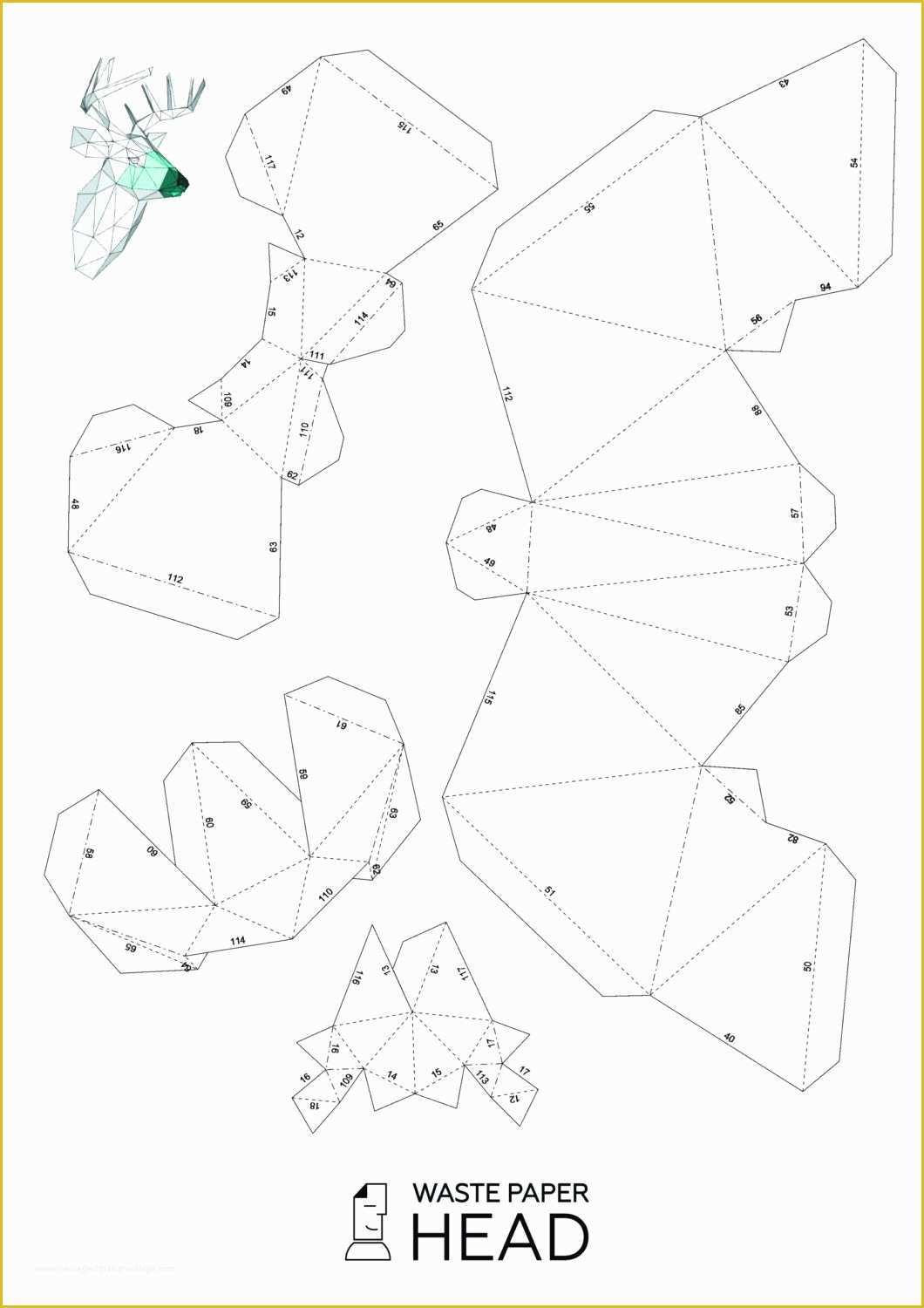 Free Papercraft Templates Pdf Of 19 Papercraft Deer Head 3 Printable Digital Template