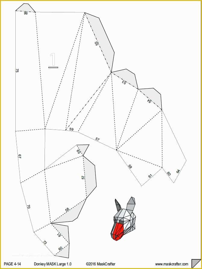 Free Papercraft Templates Pdf Of 3d Paper Donkey Halloween Mask Papercraft Template