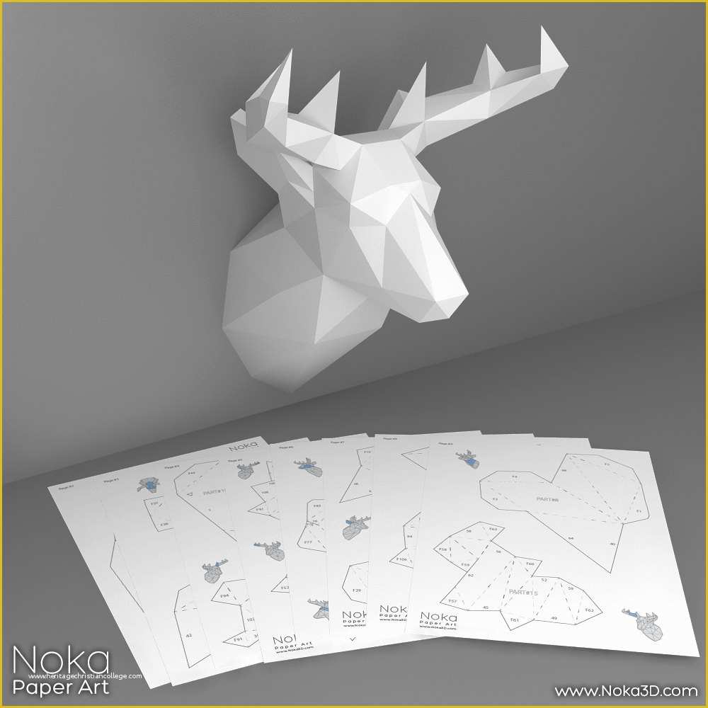 Free Papercraft Templates Pdf Of Deer Head Trophy 3d Papercraft Model Downloadable Diy