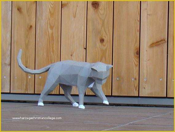 Free Papercraft Templates Pdf Of Low Poly Curious Cat Model Printable Diy Pdf Papercraft