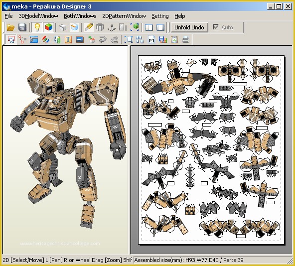 Free Papercraft Templates Pdf Of Meka Papercraft From Metasequoia