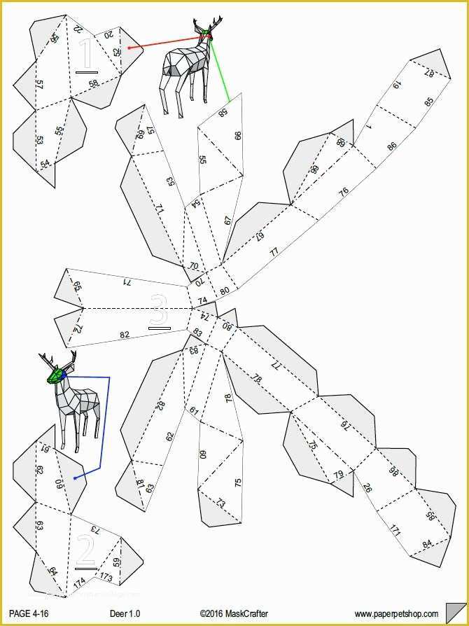 Free Papercraft Templates Pdf Of Paper Deer Stag Papercraft Template Paper forest Pet