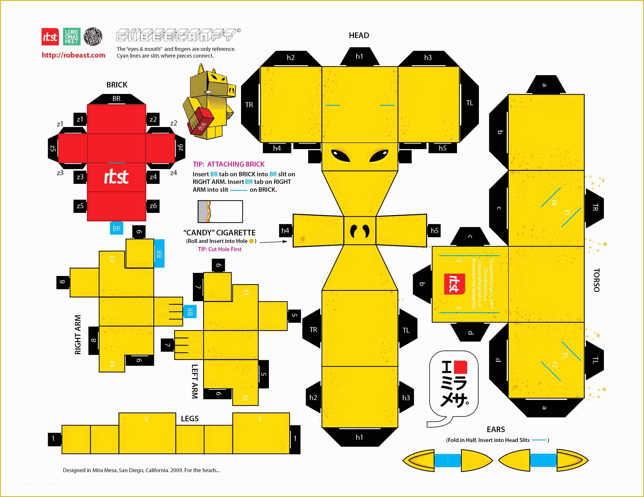 Free Papercraft Templates Pdf Of Papercraft Rbst X Cubeecraft Quasimoto Lord On A Sheet