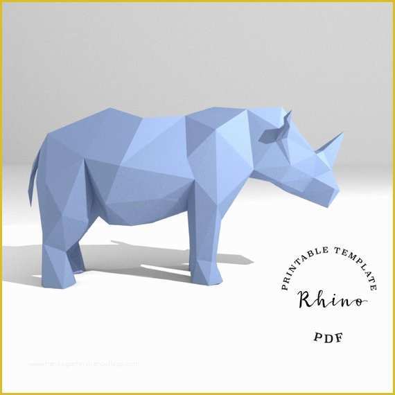 Free Papercraft Templates Pdf Of Printable Diy Template Pdf Rhino Low Poly Paper Model