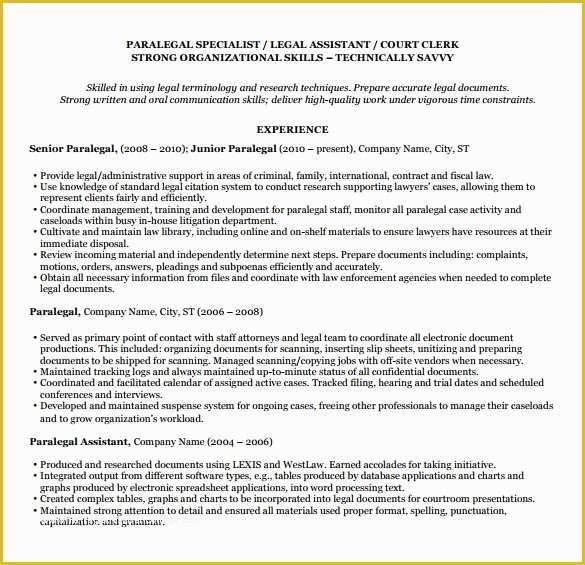 Free Paralegal Resume Templates Of 12 Paralegal Resume Templates to Download