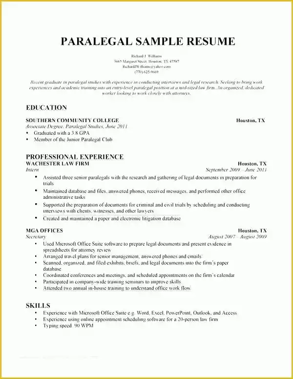 Free Paralegal Resume Templates Of Immigration Paralegal Resume Sample Paralegal Resume