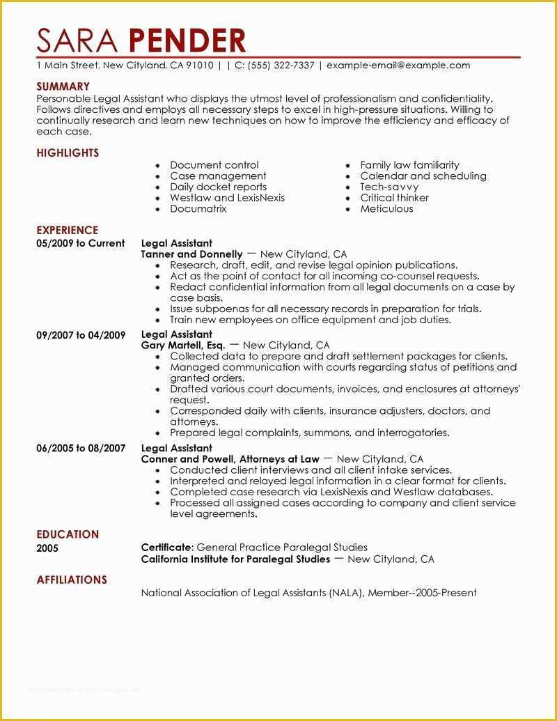 Free Paralegal Resume Templates Of Paralegal Legal assistant Legal Secretary Cover Letter and