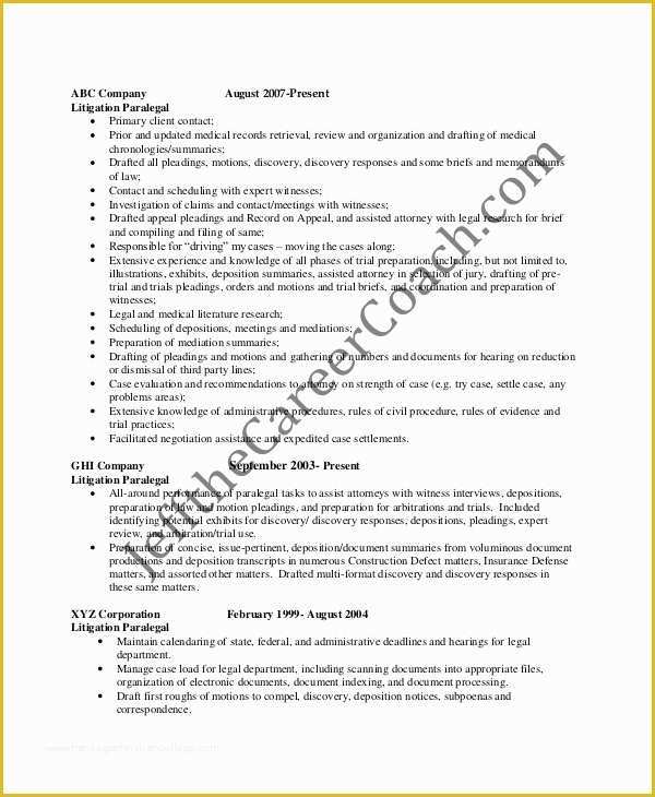 Free Paralegal Resume Templates Of Paralegal Resume Template 7 Free Word Pdf Documents