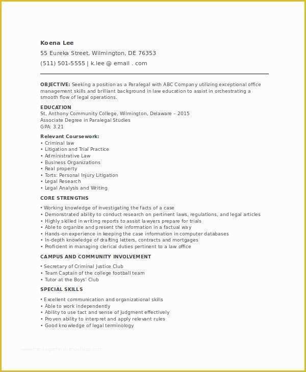 Free Paralegal Resume Templates Of Paralegal Resume Template 7 Free Word Pdf Documents