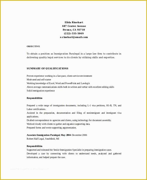 Free Paralegal Resume Templates Of Paralegal Resume Template 7 Free Word Pdf Documents