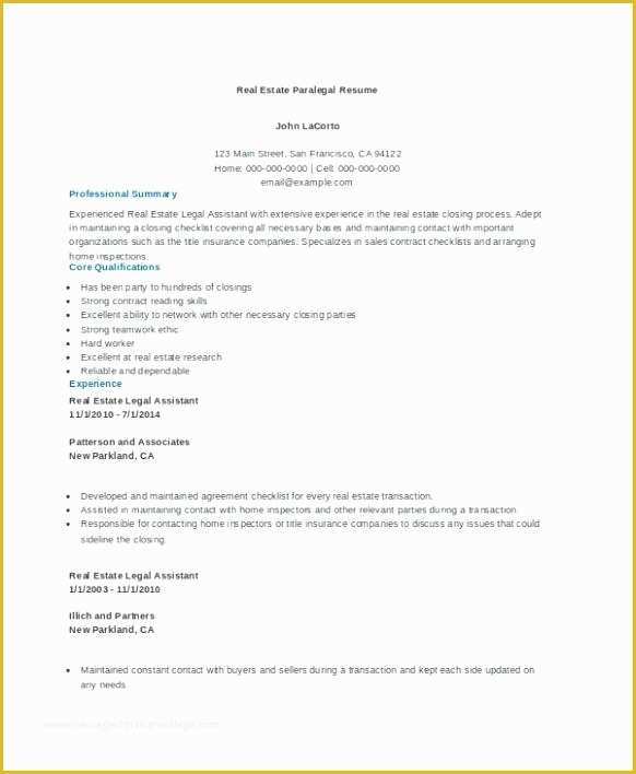 Free Paralegal Resume Templates Of Paralegal Resume Template Paralegal Legal Contemporary