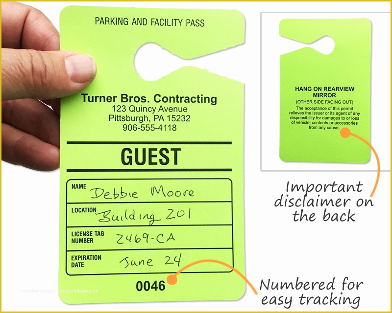 Free Parking Permit Template Download Of Guest Parking Passes