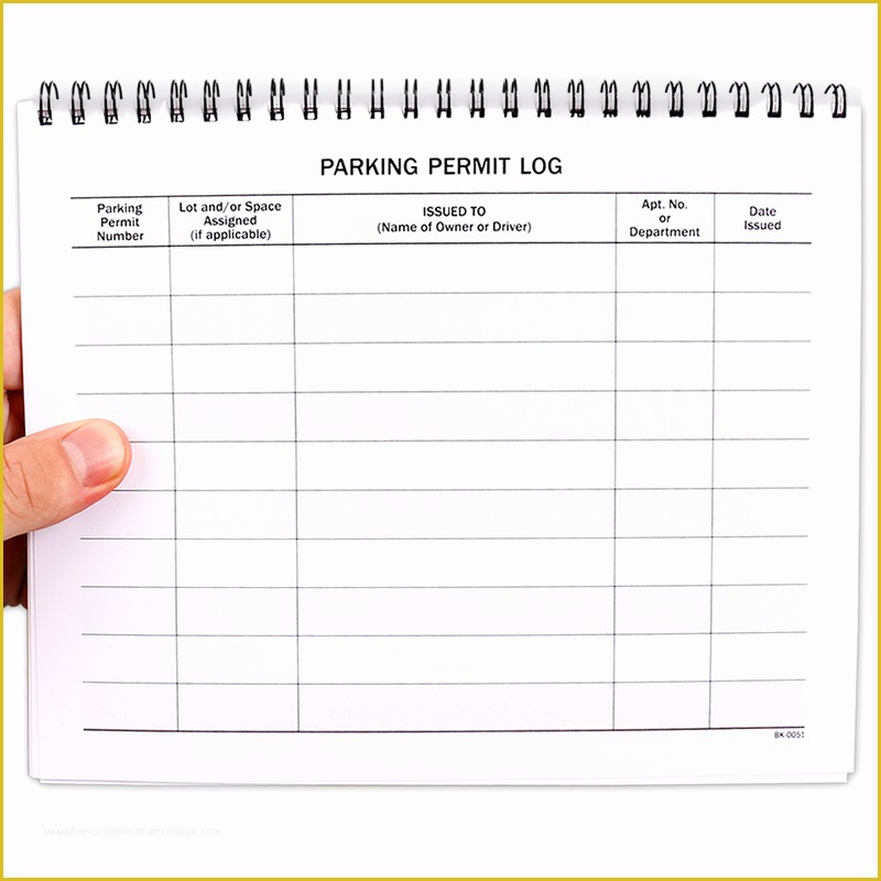 Free Parking Permit Template Download Of Small Parking Permit Log Book Sku Bk 0051
