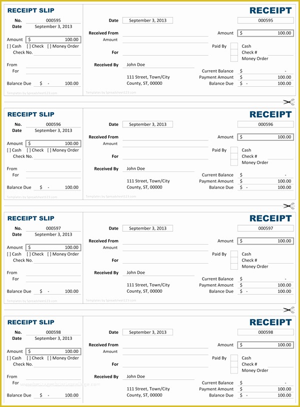 Free Parking Receipt Template Of Cash Receipt