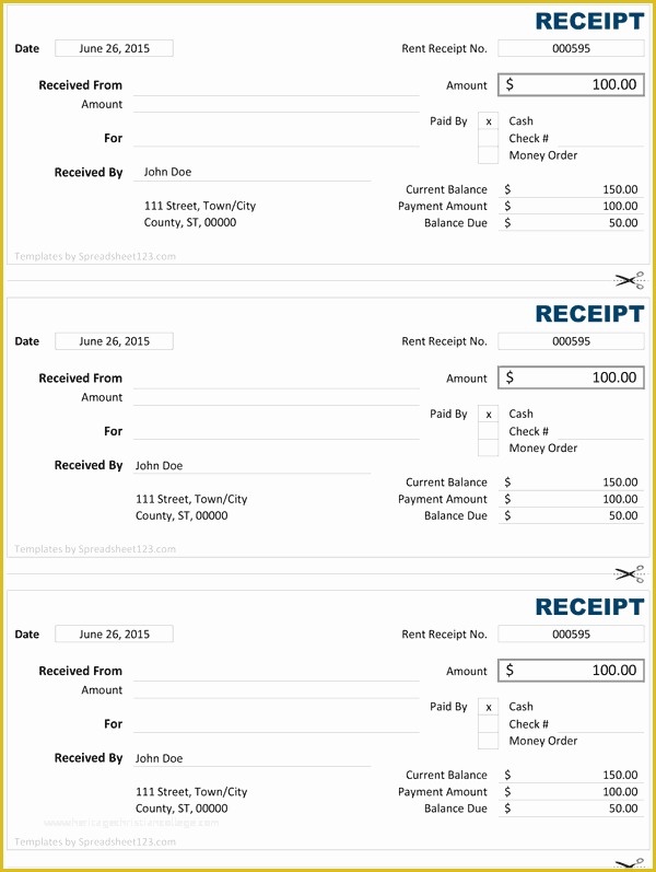 Free Parking Receipt Template Of Cash Receipt