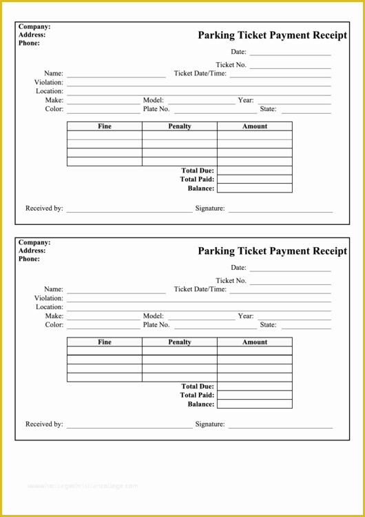 Free Parking Receipt Template Of Parking Ticket Printable Pdf
