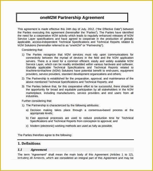 Free Partnership Agreement Template Of 16 Partnership Agreement Templates