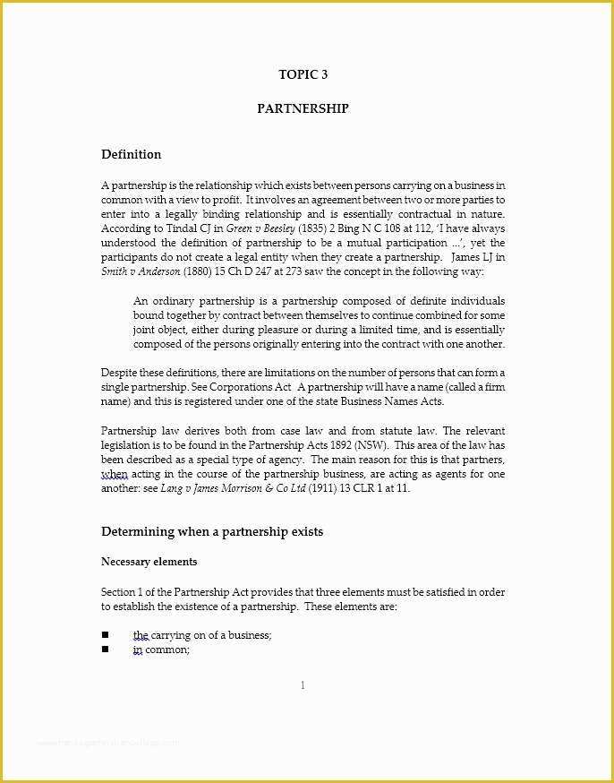 Free Partnership Agreement Template Of 40 Free Partnership Agreement Templates Business General