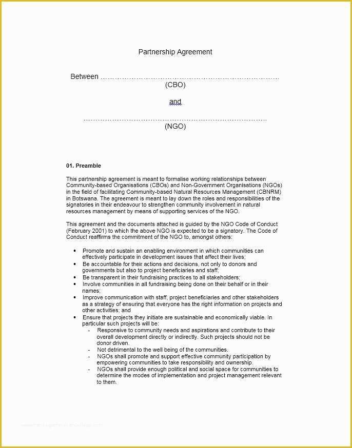 Free Partnership Agreement Template Of 40 Free Partnership Agreement Templates Business