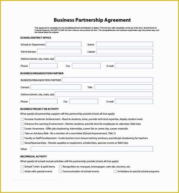 Free Partnership Agreement Template Of 8 Business Partner Agreements