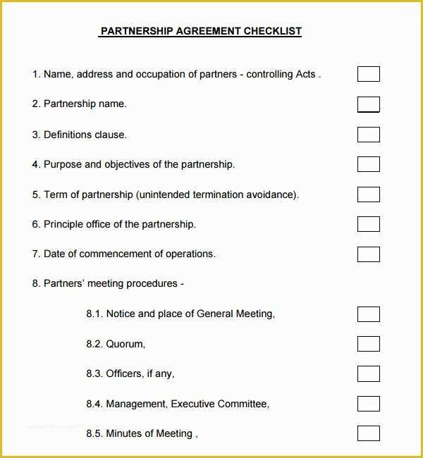 Free Partnership Agreement Template Of Business Partnership Agreement 9 Download Documents In