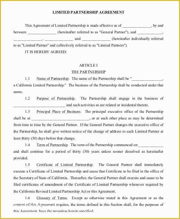 Free Partnership Agreement Template Of Partnership Agreement 9 Free Word Pdf Documents