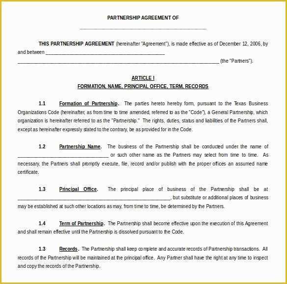 Free Partnership Agreement Template Word Of 15 Microsoft Word Agreement Templates Free Download